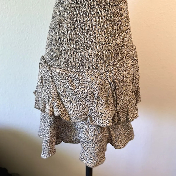 Blue Life S layered viscose skirt cheetah print skort wide elastic waist band - Picture 4 of 6